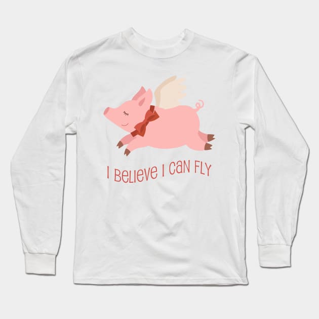 Flying Pig Inspirational Long Sleeve T-Shirt by CafePretzel
